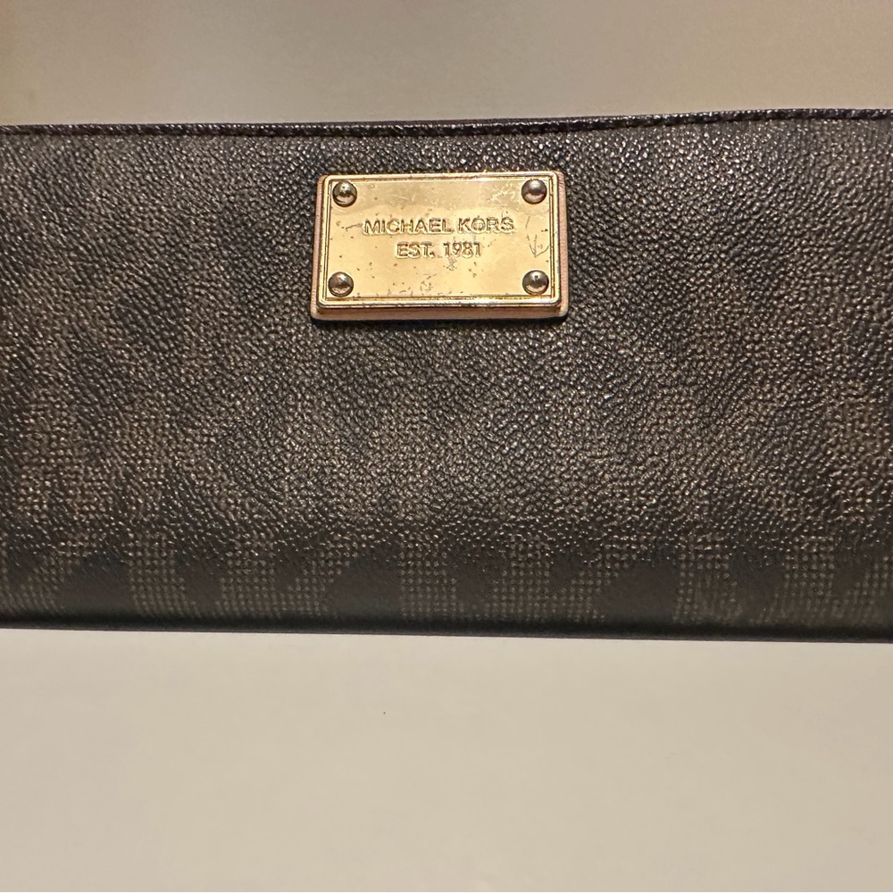 Michael Kors Dark Brown Wallet with Gold Logo